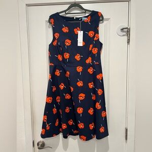 Draper James navy dress with poppies
